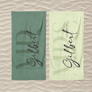 Custom Couple Towel,Personalized Mr. and Mrs. Beach Towel, His and Hers Newlywed Gift, Just Married Bride Gift, Wedding Gift,Honeymoon Gift