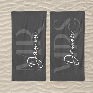 Custom Couple Towel,Personalized Mr. and Mrs. Beach Towel, His and Hers Newlywed Gift, Just Married Bride Gift, Wedding Gift,Honeymoon Gift