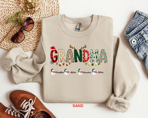Grandma Sweatshirt, Custom Grandkids Name Shirt, Christmas Grandma Shirt, Christmas Shirt, Christmas Sweatshirt, Christmas Gift For Grandma