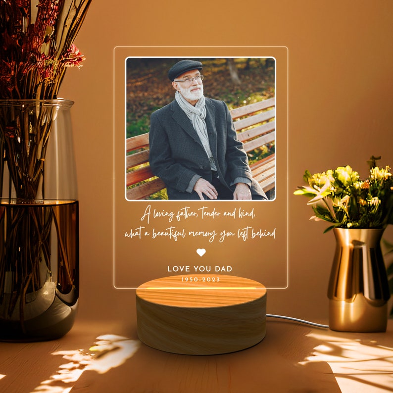 Personalized Mother Picture Frame Memorial Gift, Customized Plaque Night Light, Table Decoration for Loss of Loved One, Teacher appreciation