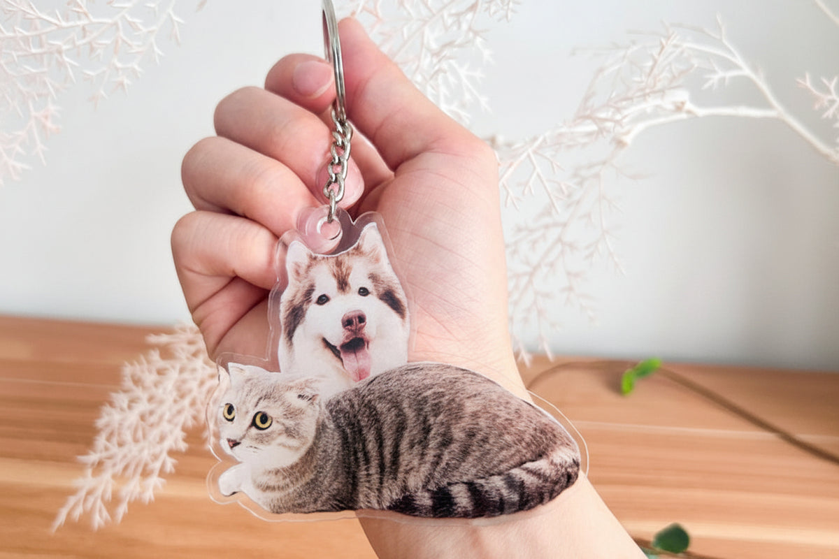 Custom Photo Keychain, Personalized Pet Portrait Keyring, Custom Acrylic Charm, Full-Color Logo Printing Ornaments, Christmas Gift For Her