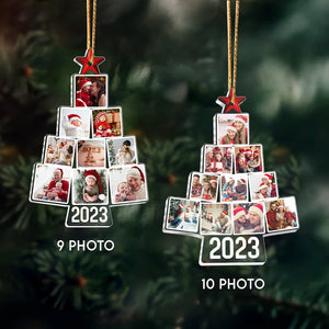 Photo Family Tree Christmas, Customized Acrylic Photo Ornament, Personalized Family Ornaments, 1st Christmas Together, Christmas Tree