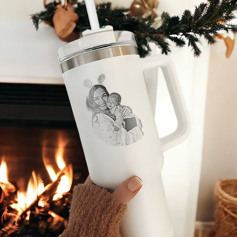 Custom Family Photo Christmas Gifts, Engraved Your Favorite Photo on 40oz Tumbler, Unique Gifts for Her, Gifts for Mom
