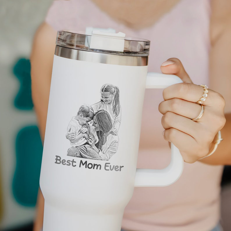Custom Family Photo Christmas Gifts, Engraved Your Favorite Photo on 40oz Tumbler, Unique Gifts for Her, Gifts for Mom