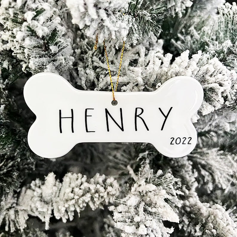 Personalized Dog Ornament Christmas Gift for Dog New Dog Owner Gift Dog Bone Ornament Custom Dog Ornament Dog Mom Gift
