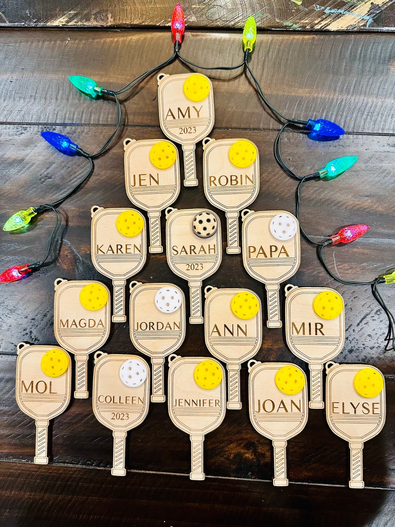 Pickleball Ornament Personalized - Pickleball Personalized Gifts - Wooden Christmas Ornament - Sports Christmas Personalized - Player Gifts