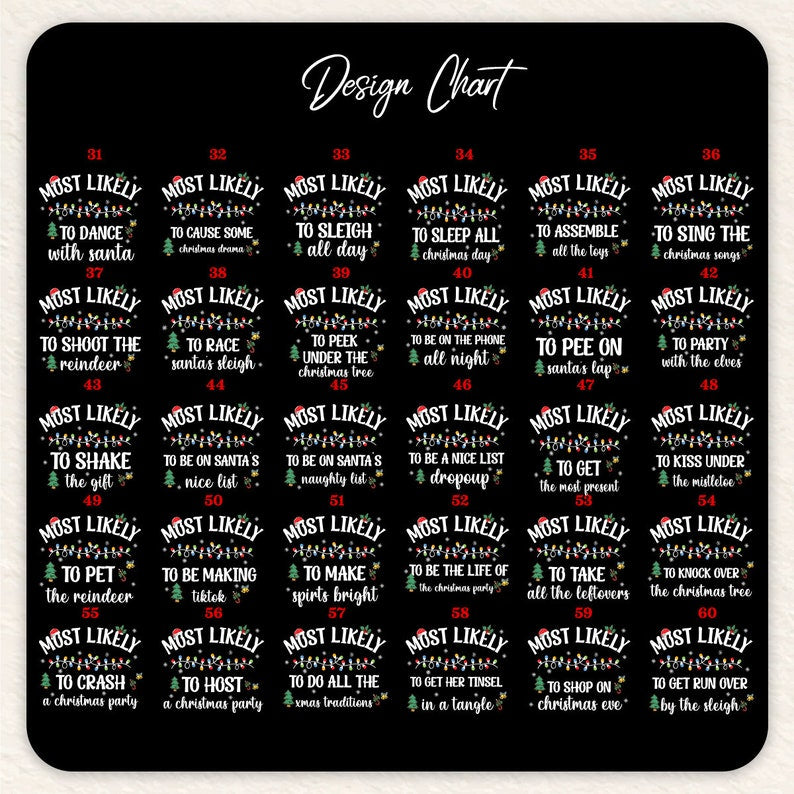 118 Quotes Most Likely to Christmas Shirts,Matching Family Christmas Shirts,Funny Christmas 2024 Party Tee,Matching Pajamas,Long Sleeve,Xmas