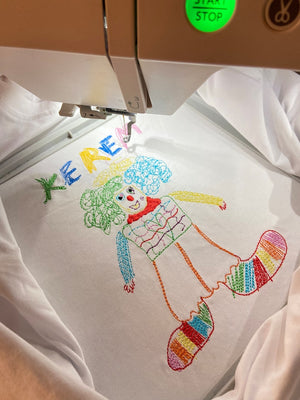 Personalized kids drawing artwork shirt - Embroidered custom photo shirt - Handmade shirt