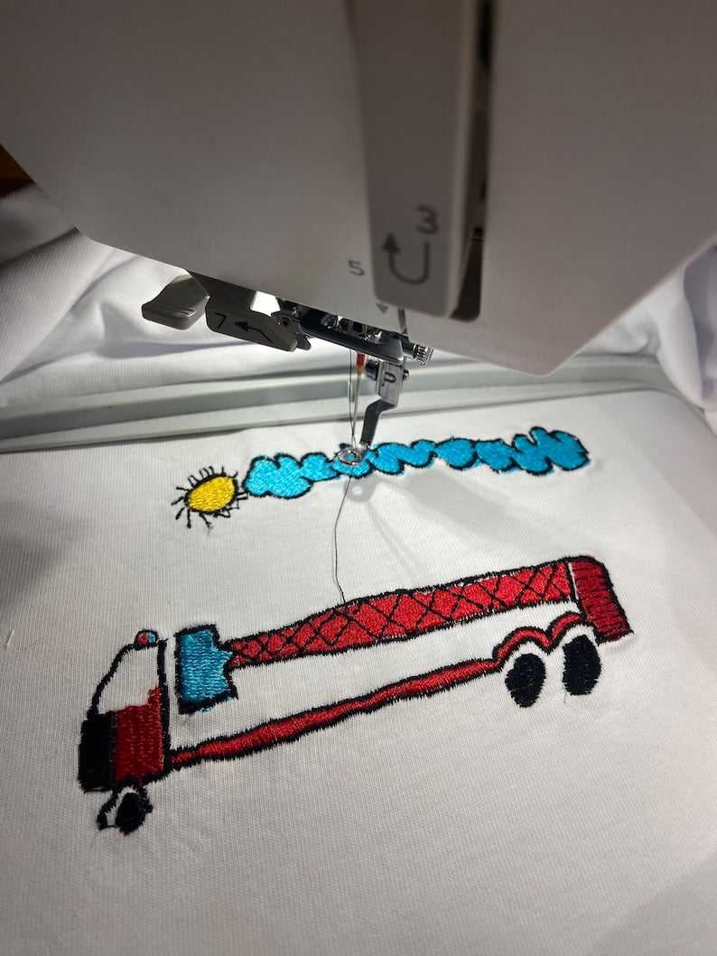 Personalized kids drawing artwork shirt - Embroidered custom photo shirt - Handmade shirt