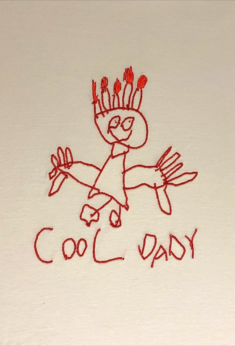 Personalized kids drawing artwork shirt - Embroidered custom photo shirt - Handmade shirt