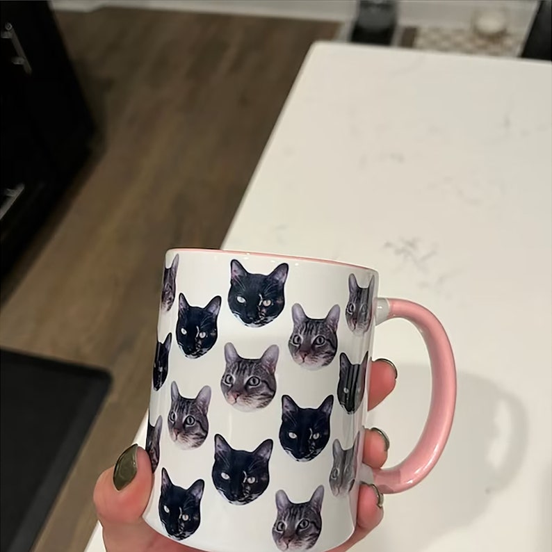 Personalized Cat Face Mug - Customized Cat Mug - Personalized Cat Photo Mug - Personalized Cat Lover Gift - Custom Pet Coffee Mug