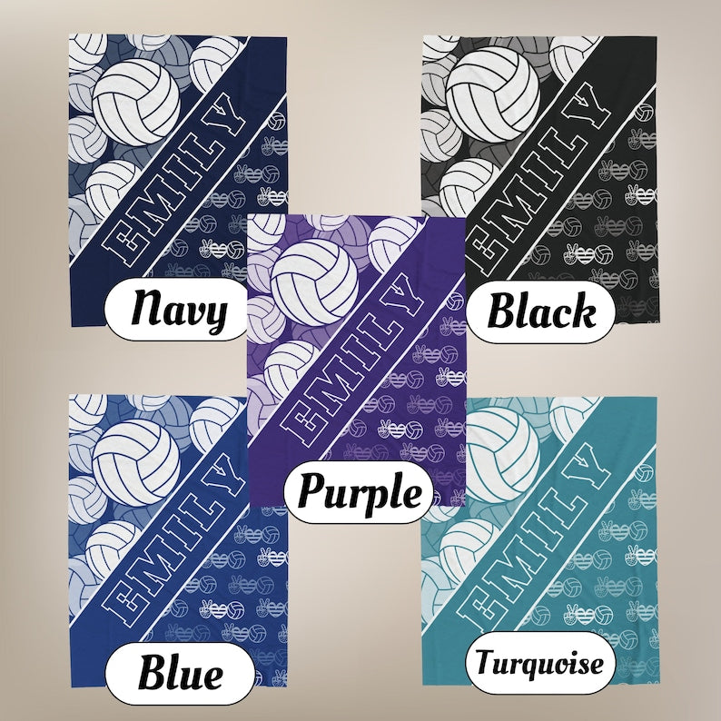 Personalized Volleyball Blanket, Custom Name Sports Volleyball Blanket for Girl Boy, Gift Idea for Volleyball Player, Birthday Gift for Girl