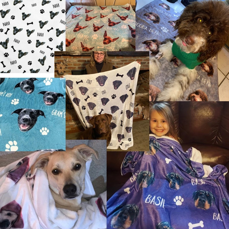 Custom Dog Blanket, Pet photo blanket with dog face, Dog Picture Blanket, Custom photo blanket, Custom blanket with picture