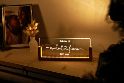 Custom Night Light for Couples - Anniversary Gifts - Romantic Gift for Couple - Names and Date - Valentines Gift Her - Wedding Gift Ideas