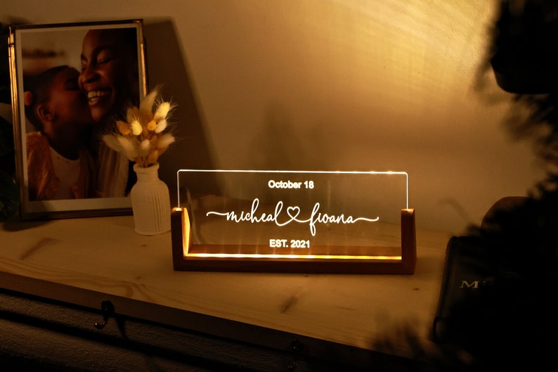 Custom Night Light for Couples - Anniversary Gifts - Romantic Gift for Couple - Names and Date - Valentines Gift Her - Wedding Gift Ideas