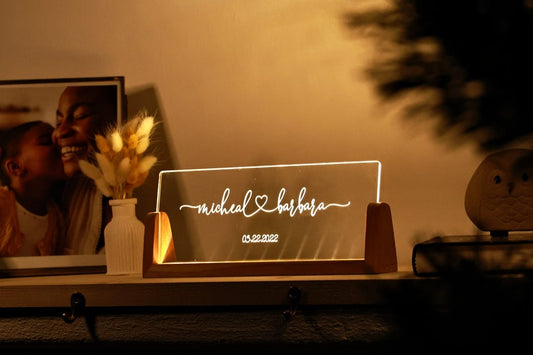 Custom Night Light for Couples - Anniversary Gifts - Romantic Gift for Couple - Names and Date - Valentines Gift Her - Wedding Gift Ideas