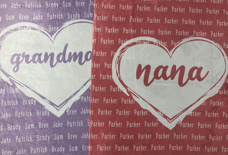 Name in Heart Blanket | Personalized Gift with Names & Color of Your Choice | Personalized Name Blanket, Mothers Day Gifts, Christmas Gift