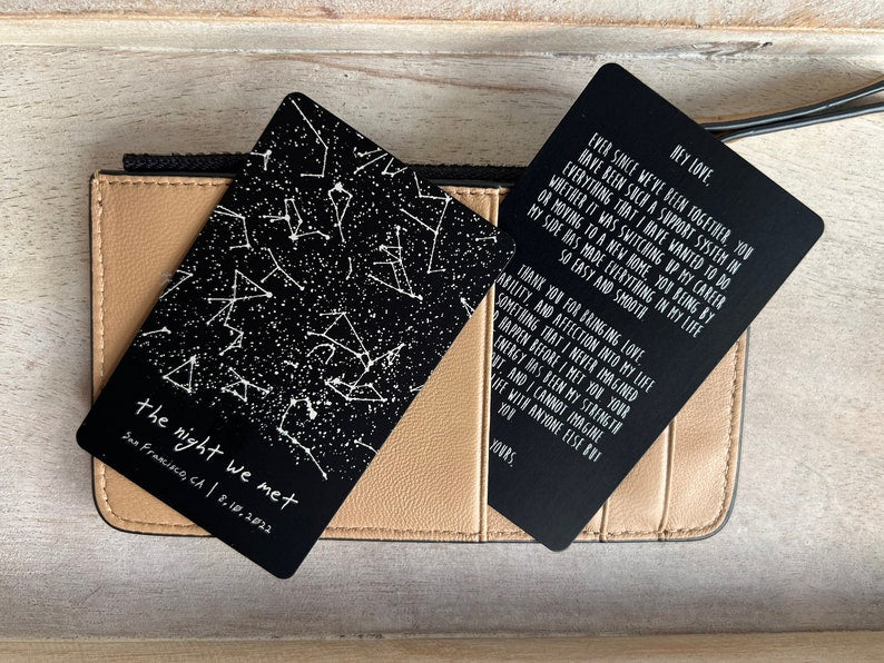 Custom Star Map Constellation Gift for Husband By Date - Voice Recording On Metal Wallet Card Insert - Unique Gift for Men