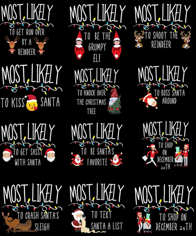 Family Christmas Matching Shirt, Dog Tank, Most Likely To, Funny Christmas Tshirt ,For Mom Dad Bother Sister Family Dog Uncle Aunt Grandma