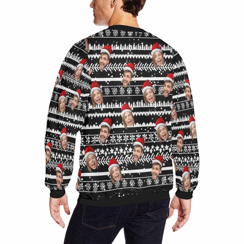 Personalized Ugly Christmas Sweater with Face for Man Women, Custom Family Photo Sweater, Picture Sweatshirt, Photo on Christmas Sweatshirt