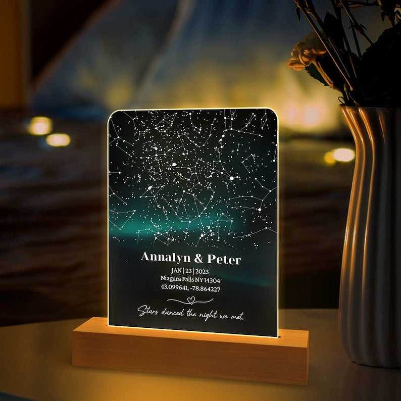 Custom star map by date night light-The night we met star map night lights-Custom couples gift-Personalized anniversary gift for Her & Him