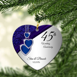 45th Wedding Anniversary Ornament, Custom Milestone Anniversary Ornament, Custom Name Ornament, Christmas Ornaments, Gift Ornament