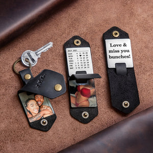 Men accessory - Leather keychain with photo, 1st anniversary gift for boyfriend, anniversary gift ideas for men, unique photo gift for him
