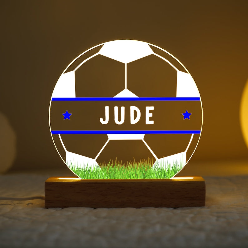 Personalised LED Football Lamp, Football Night Light Gift, Football Gifts for Bedroom, Birthday Gifts for Kids, Boys Bedroom Nursery Light