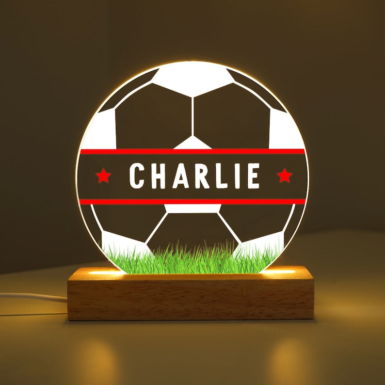Personalised LED Football Lamp, Football Night Light Gift, Football Gifts for Bedroom, Birthday Gifts for Kids, Boys Bedroom Nursery Light