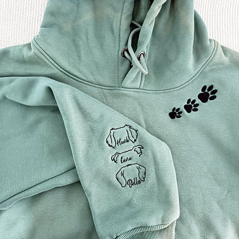 Custom Embroidered Pet Sweatshirts, Pet Lover Gifts, Embroidered With Dog Ear Outline