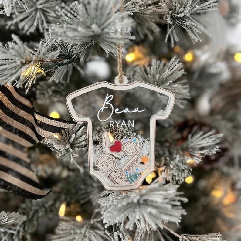 Baby's First Christmas Ornament, Baby 1st Christmas Ornament, Custom Baby Name, Custom Newborn Gift, 4D Shake Babies Ornament, Baby Keepsake
