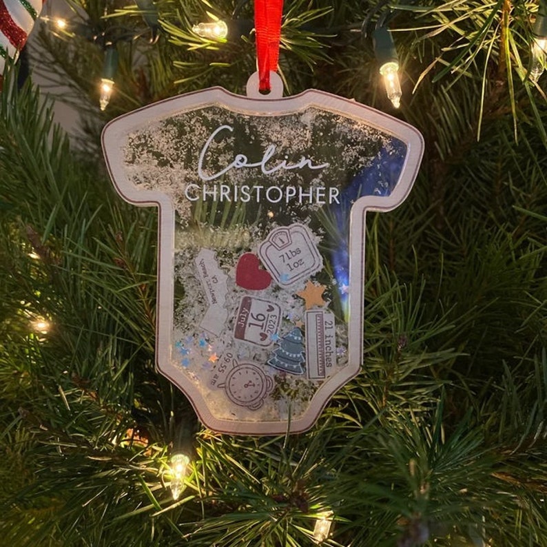Baby's First Christmas Ornament, Baby 1st Christmas Ornament, Custom Baby Name, Custom Newborn Gift, 4D Shake Babies Ornament, Baby Keepsake