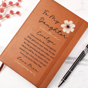To My Daughter Personalized Leather Journal Gift from Mom, Floral Daughter Message Journal, Personalized Gift for Daughter, Gifts for Girls