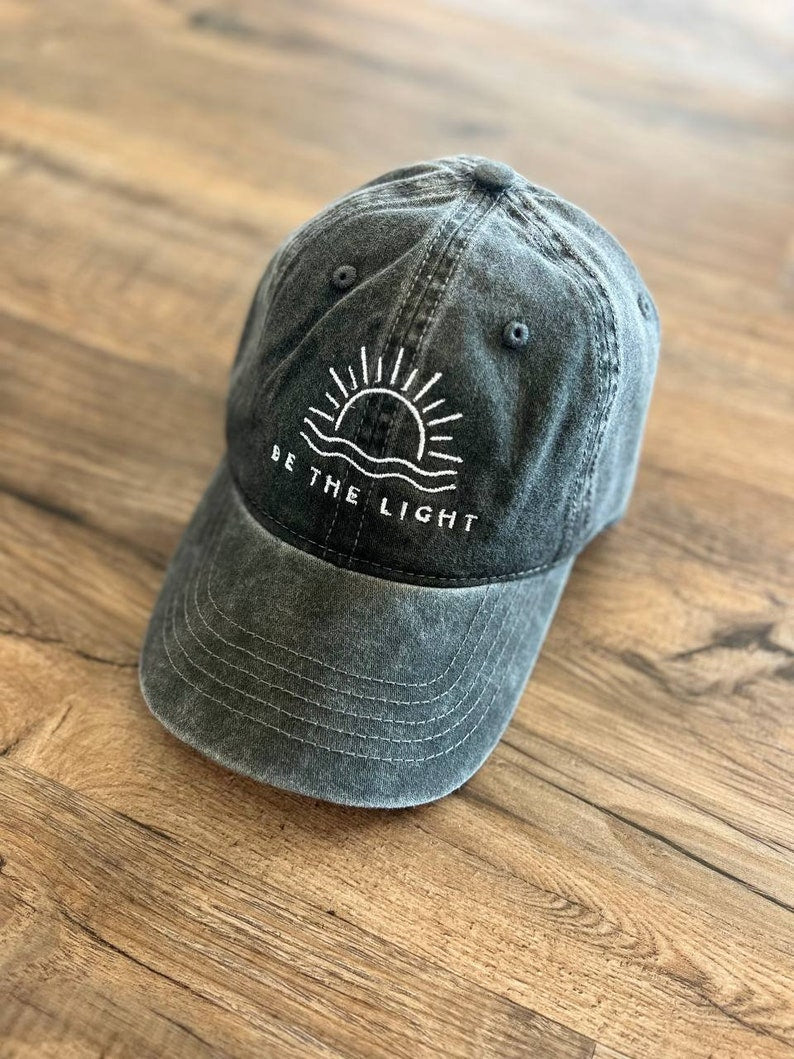 Be The Light Embroidered Hat, Religious Hat, Women's Cap, Gift For Her, Women's Clothing, Embroidered Hat, Christian Clothing, Sunshine Hat il_794xN.5575677395_77ce.jpg