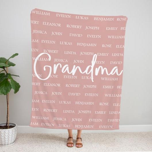 Custom Grandma & Grandpa Blanket, Personalized Family Name Blanket, Birthday Vacation Gif, Baby Blanket, Christmas Gift