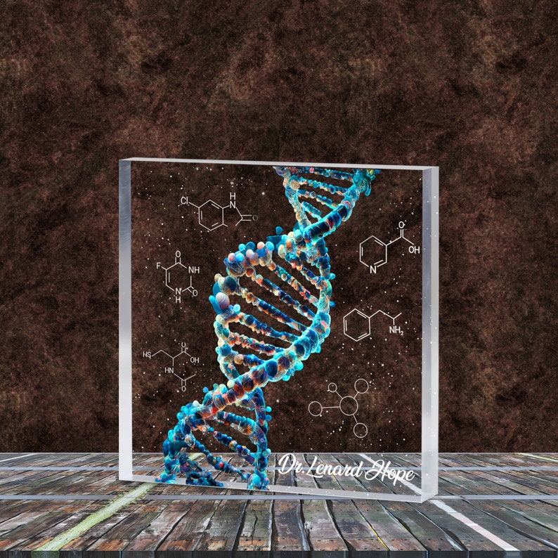 Personalized DNA Custom Shape Acrylic Blocks, Biology Science Gift For Doctor Physician, Microbiology, Biomedical, Pre-med, Chemistry Gift