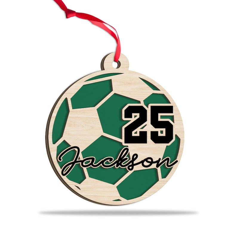 Personalized Soccer Layered Wood Ornament, Custom Soccer Player Christmas Tree Ornament, Soccer Christmas Home Decor, Gift for Soccer Lover