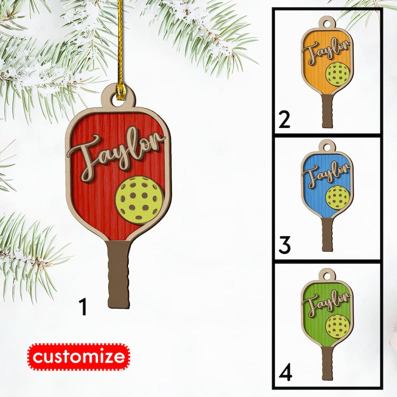 Custom Pickleball Christmas Ornament, Pickleball Wood Ornament, Pickleball Lover Gift, Christmas Gift