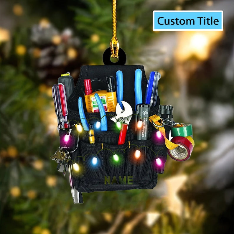 Personalized Electrician Tool Bag Flat Ornament,Mechanic Ornament Birthaday Gift, Father's Day Gift