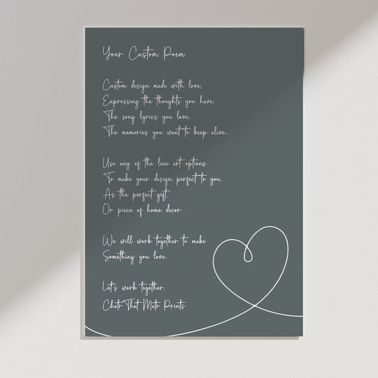 Custom Poem Wall Art, Custom Quote Ideal Print, Personalised Text Art Gift, Custom Minimal Line Art Birthday Canvas, Custom Celebration Gift