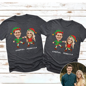 Personalized Family Elf Christmas Shirt: Custom Photo Cotton Tee