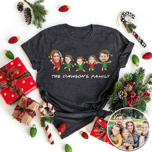 Personalized Family Elf Christmas Shirt: Custom Photo Cotton Tee