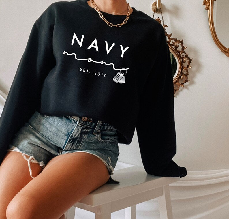 Navy Mom Sweatshirt, Military Mom Sweatshirt, Proud Navy Mom, Navy Mom Shirt, Personalized Navy Mom Sweater