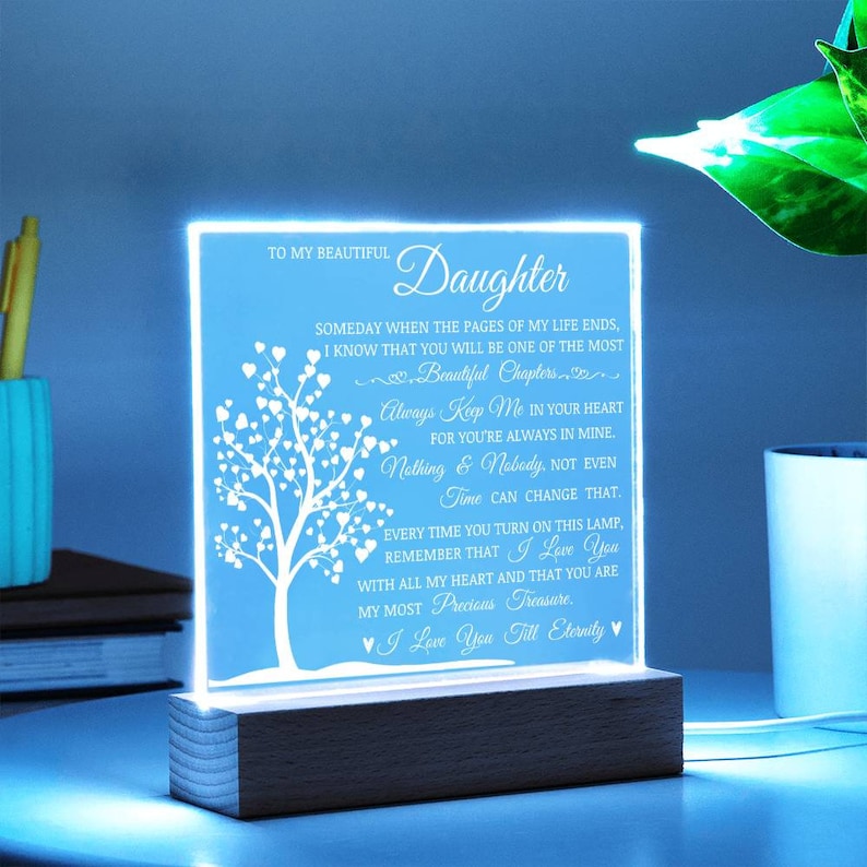 Daughter Keepsake Gift - Lamp of Love, Daughter Gift, Daughter Plaque, Birthday Gift for Daughter, Gift to Daughter from Mom, Gift From Dad