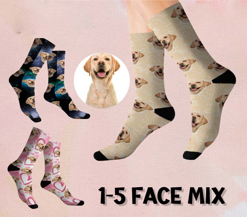 Custom Dog Socks Personalized Pet Face Socks with Any Photos and Text Boxer Bernese Mountain Dachshund Golden All Breed Dog Pet Socks