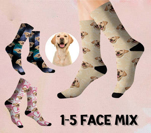 Custom Dog Socks Personalized Pet Face Socks with Any Photos and Text Boxer Bernese Mountain Dachshund Golden All Breed Dog Pet Socks