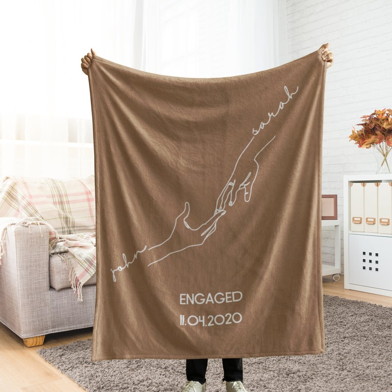Personalised Couples Anniversary blanket, Valentine's Day Gift for Her Him Boyfriend Girlfriend Wife Husband. Custom Name Couple Throw