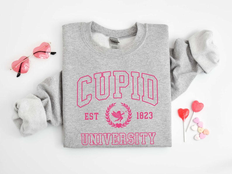 Cupid University Sweatshirt, Cute Valentine's Day Shirt, Funny College Sweatshirt, Love Crewneck Sweatshirt, Cupid Hoodie