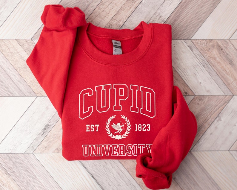 Cupid University Sweatshirt, Cute Valentine's Day Shirt, Funny College Sweatshirt, Love Crewneck Sweatshirt, Cupid Hoodie