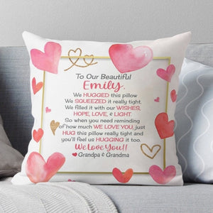 Granddaughter Gifts personalized from nana papa grandma grandpa custom Granddaughter pillow from grandparents customizable we hugged love